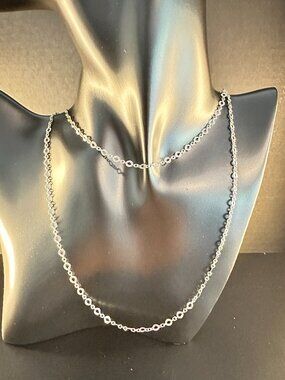 Sterling Silver 36” Long Layered Chain Necklace – Textured Link Station Chain